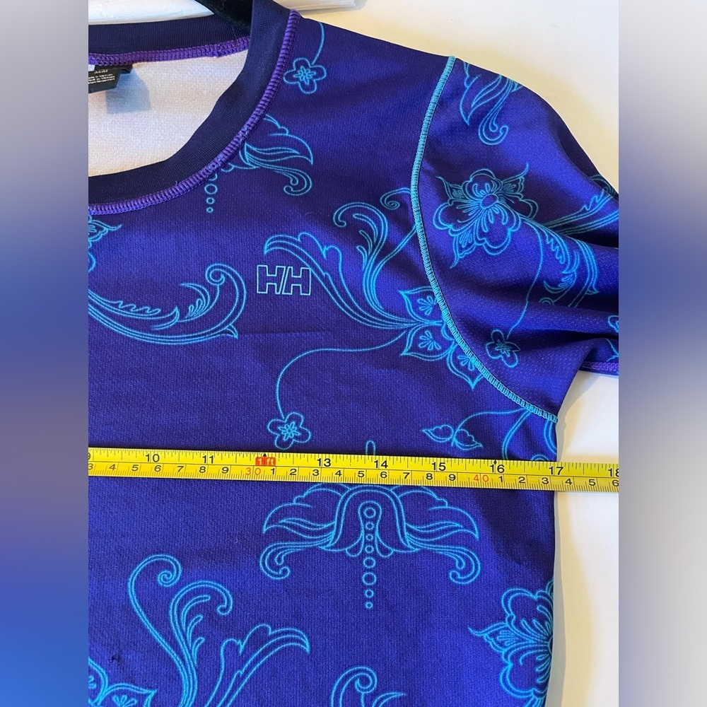 Helly Hansen Base Layer Top Purple Floral Long Sleeve Crew Neck sz M - Picture 7 of 8